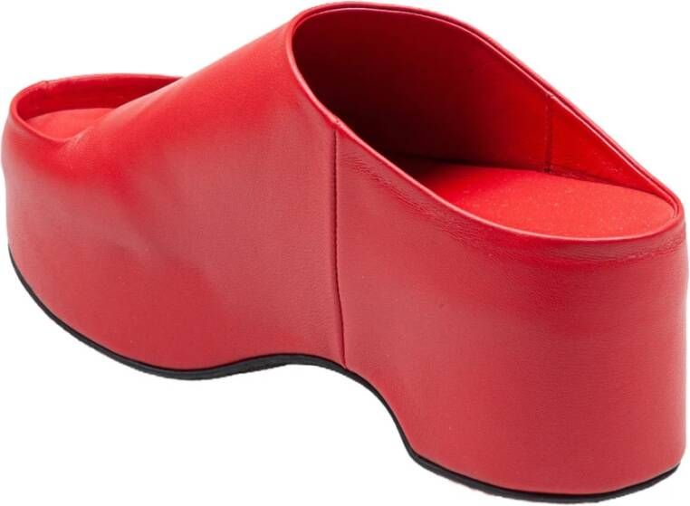 Marni Rode Leren Chunky Klomp Slides Red Dames