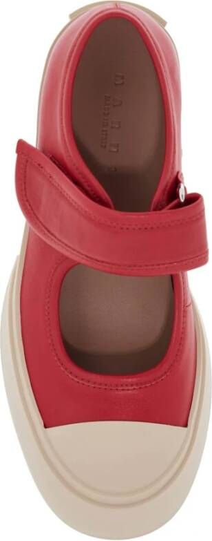 Marni Rode leren Velcro sneakers Red Dames