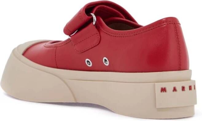 Marni Rode leren Velcro sneakers Red Dames