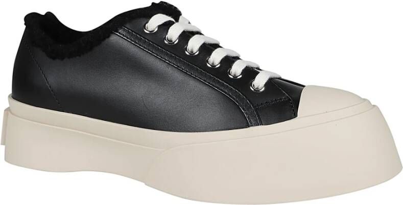 Marni Shearling Lace-Up Sneakers Black Dames