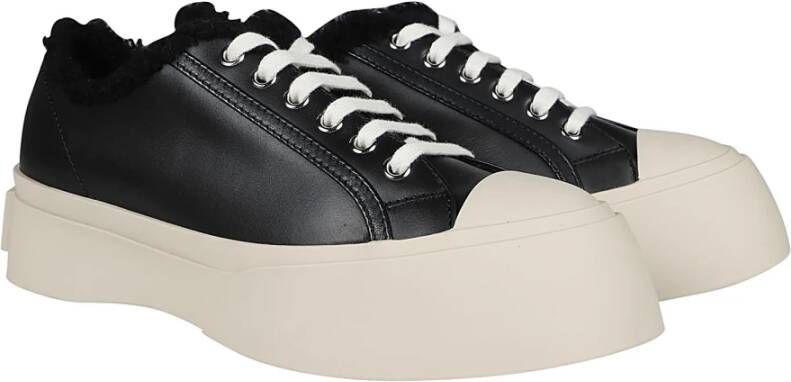 Marni Shearling Lace-Up Sneakers Black Dames