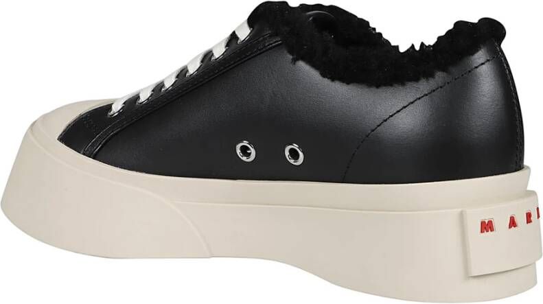 Marni Shearling Lace-Up Sneakers Black Dames