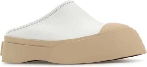 Marni Witte Leren Platform Slippers White Dames