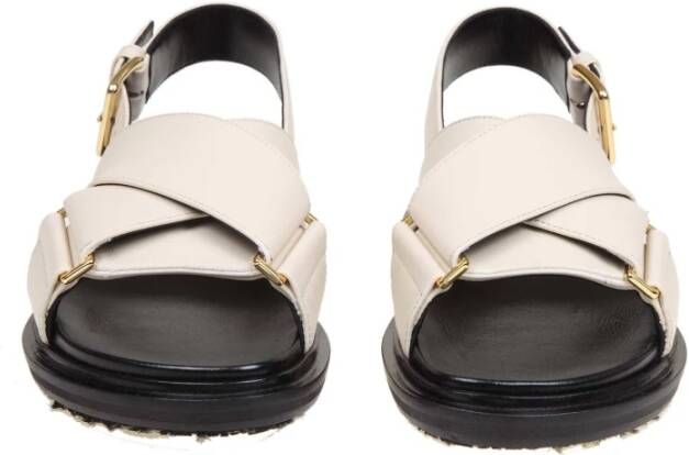 Marni Witte Leren Sandalen met Kruisband White Dames