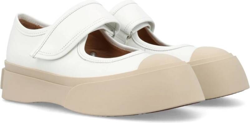 Marni Witte Leren Velcro Sneakers White Dames