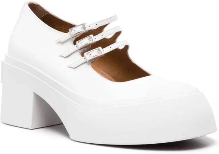 Marni Witte platte schoenen met rubberen neus White Dames