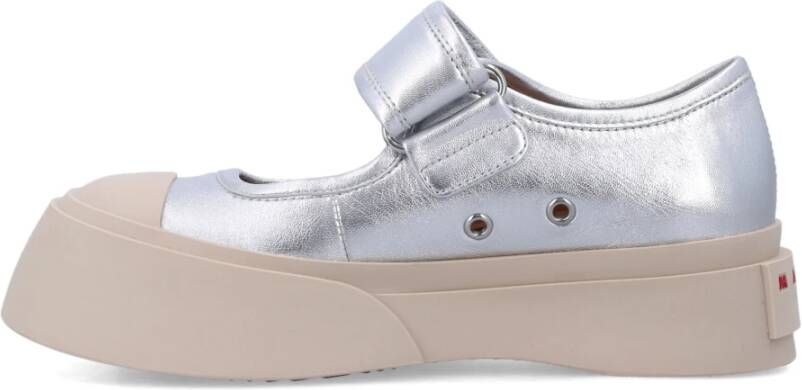 Marni Zilveren Sneakers met Leren Bovenwerk Gray Dames