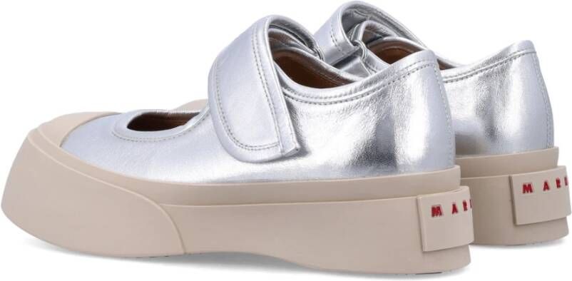 Marni Zilveren Sneakers met Leren Bovenwerk Gray Dames