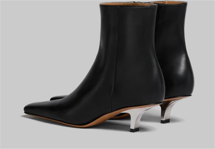 Marni Zilveren Stiletto Hak Leren Laarzen Black Dames