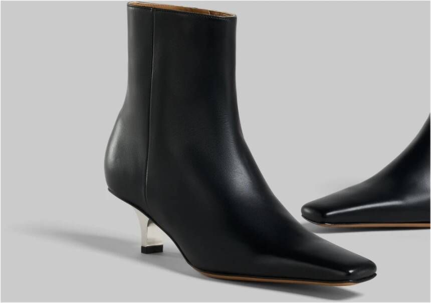 Marni Zilveren Stiletto Hak Leren Laarzen Black Dames