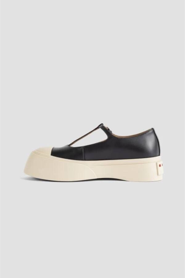 Marni Zwarte leren band sneakers Black Dames