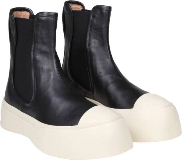 Marni Zwarte Leren Enkellaarzen Platform Black Dames