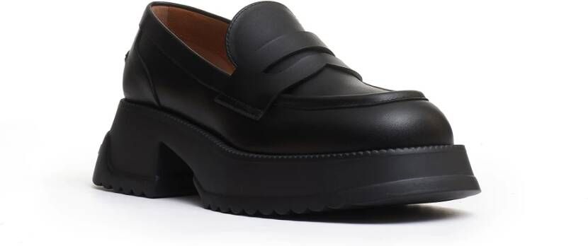 Marni Zwarte leren loafer met plateauzool Black Dames