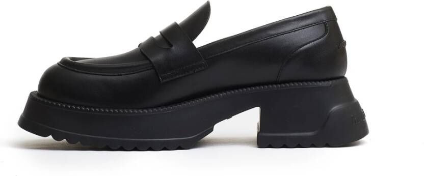 Marni Zwarte leren loafer met plateauzool Black Dames