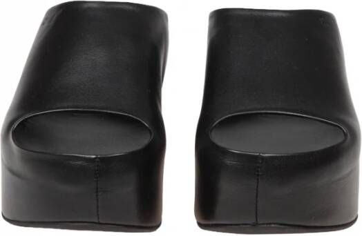 Marni Zwarte Leren Pantoffels Elegante Stijl Black Dames