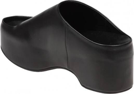 Marni Zwarte Leren Pantoffels Elegante Stijl Black Dames