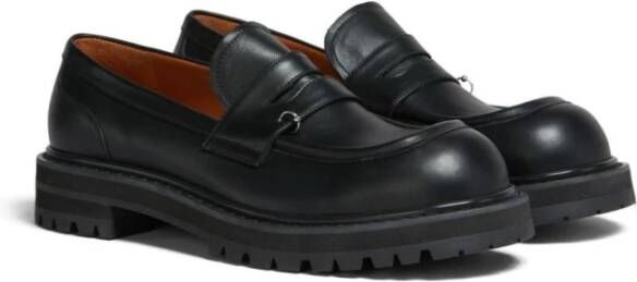 Marni Zwarte leren Penny Loafers Black Heren