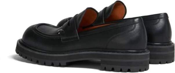 Marni Zwarte leren Penny Loafers Black Heren