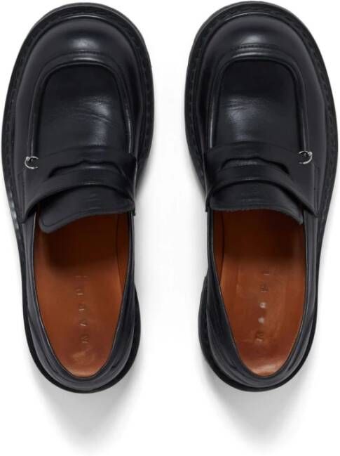 Marni Zwarte leren Penny Loafers Black Heren