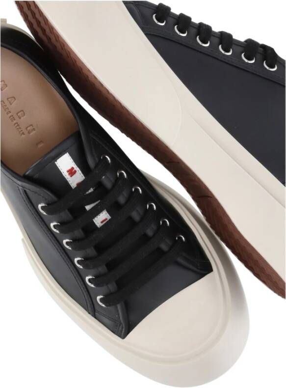 Marni Zwarte Leren Sneakers met Contrasterende Details Black Dames