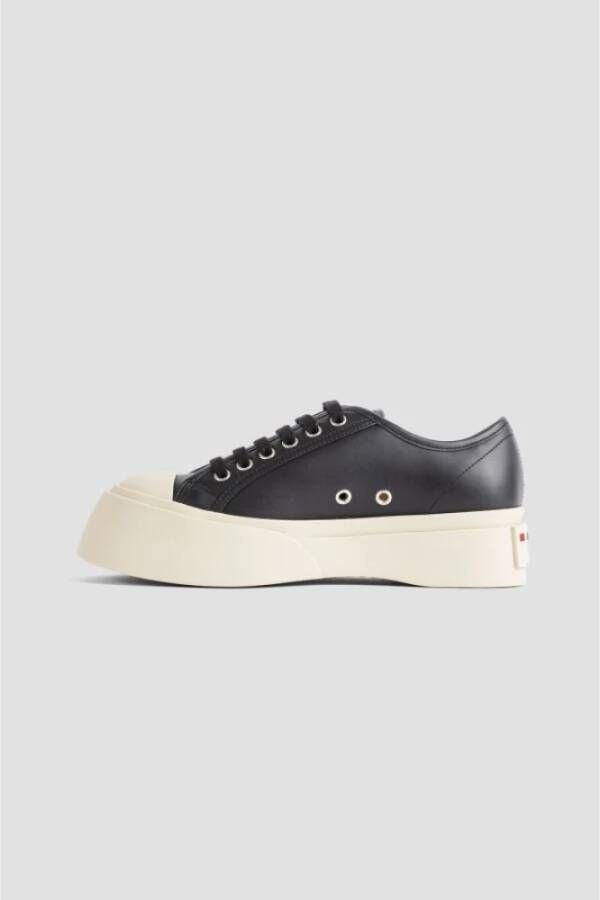 Marni Zwarte leren veterschoenen Black Dames