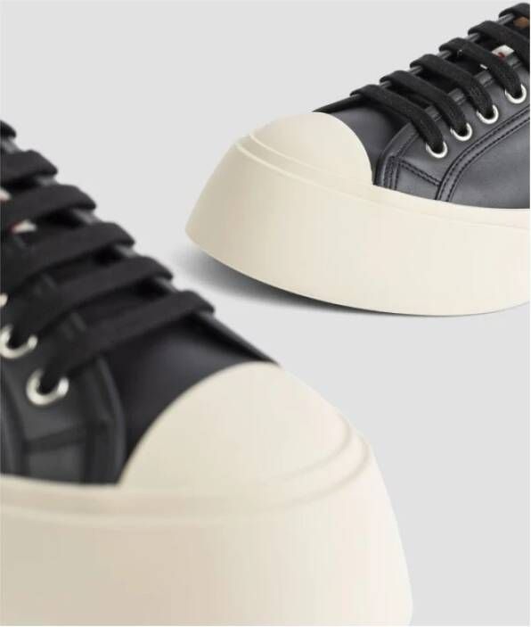 Marni Zwarte leren veterschoenen Black Dames