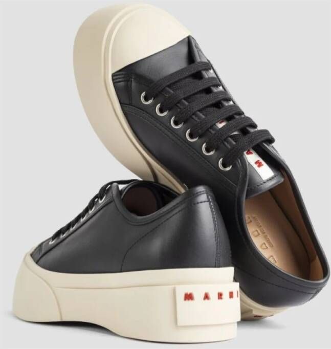 Marni Zwarte leren veterschoenen Black Dames