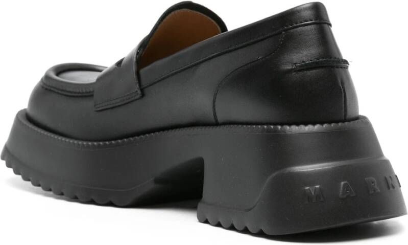 Marni Zwarte platte loafers met bies Black Dames