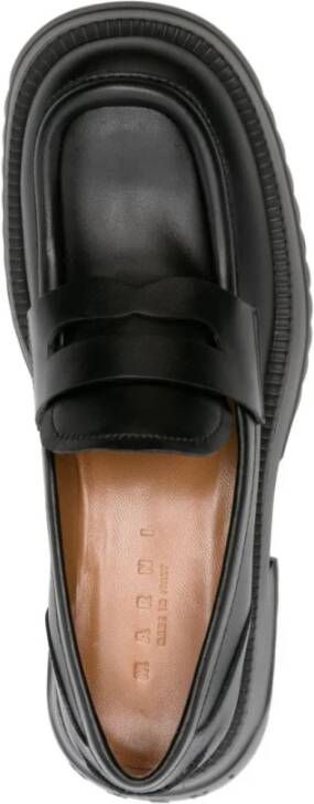 Marni Zwarte platte loafers met bies Black Dames