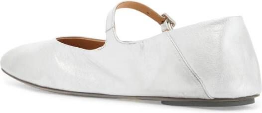 Marsell Metallic Leren Ballerina Flats Gray Dames