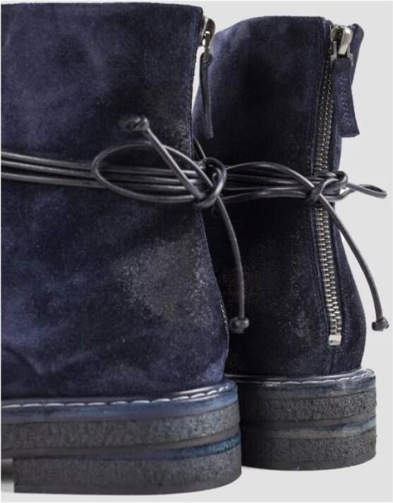 Marsell Navy Blue Lace-Up Suede Boots Blue Dames