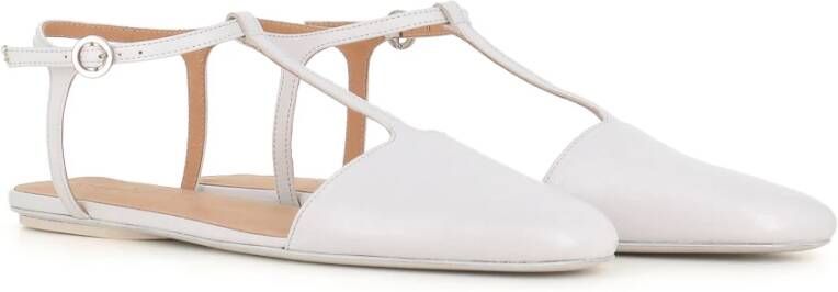 Marsell Witte leren enkelband ballerina schoenen White Dames