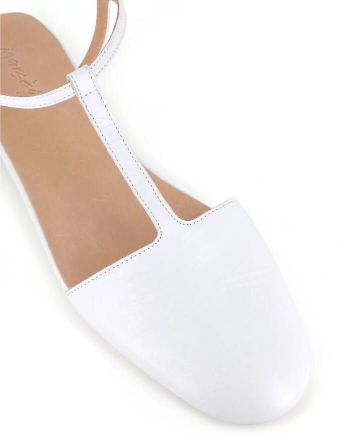 Marsell Witte leren enkelband ballerina schoenen White Dames