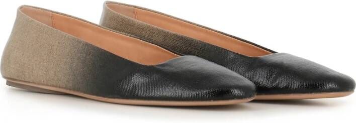 Marsell Zwarte Ballerina Linnen Platte Schoenen Black Dames