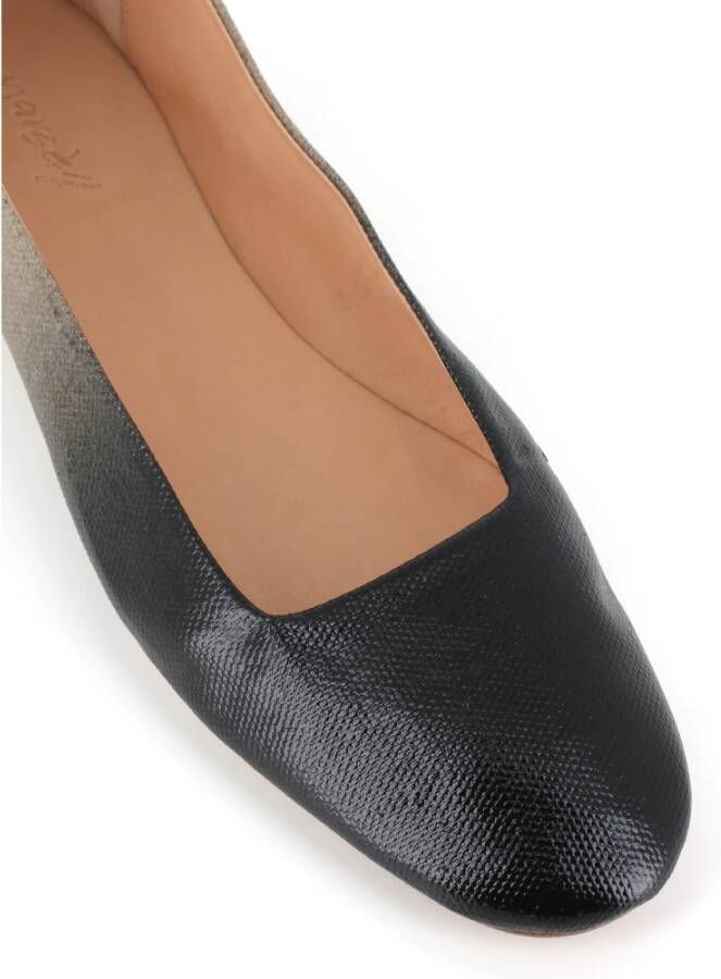 Marsell Zwarte Ballerina Linnen Platte Schoenen Black Dames