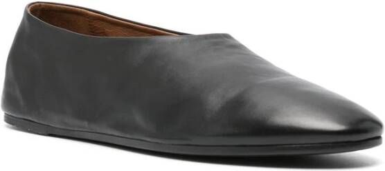 Marsell Zwarte Leren Instap Platte Schoenen Black Heren