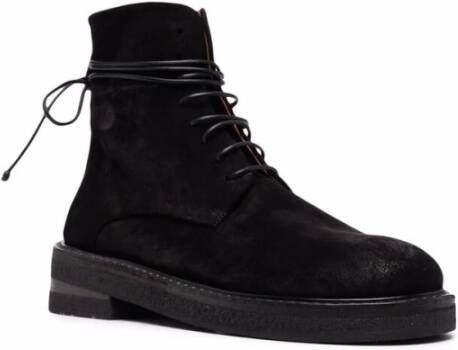 Marsell Zwarte Suède Leren Veterschoenen Black Heren