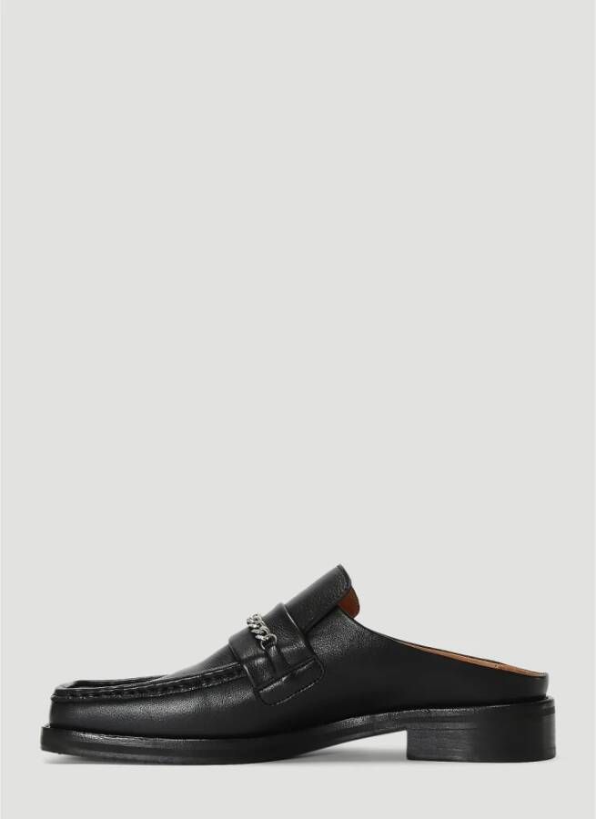 Martine Rose Leren Loafer Muiltjes met Kettingdetail Black Heren