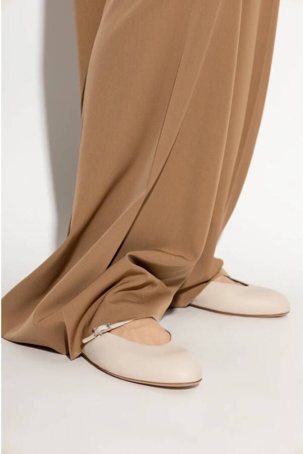 Max Mara Leren balletflats Beige Dames