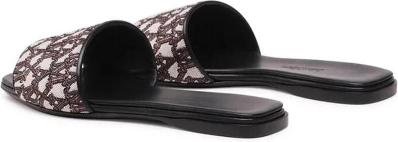 Max Mara Logo Slides Leren Open Teen Sandalen Brown Dames