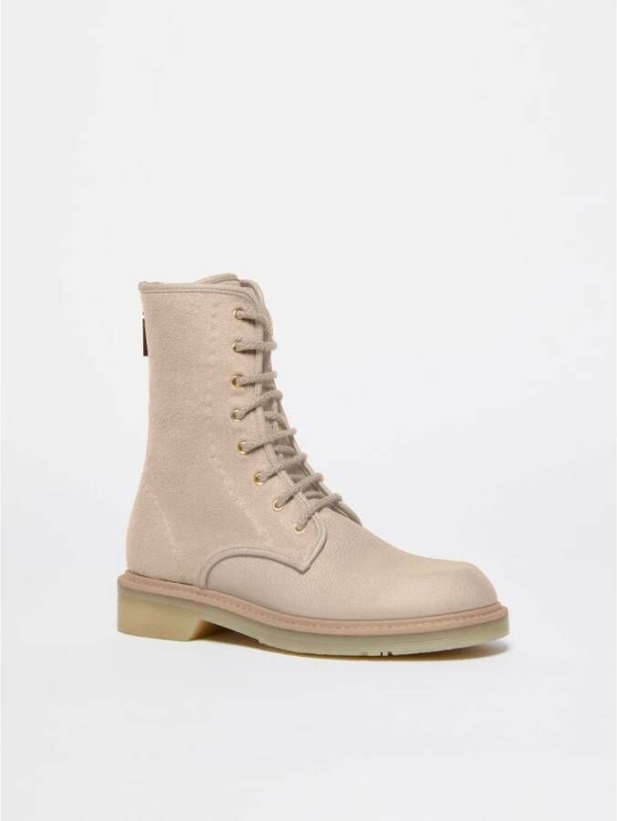 Max Mara Stijlvolle Militaire Elegantie Laarzen Beige Dames