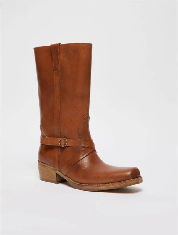 Max Mara Weekend Leren cowboy laarzen in country-stijl Brown Dames