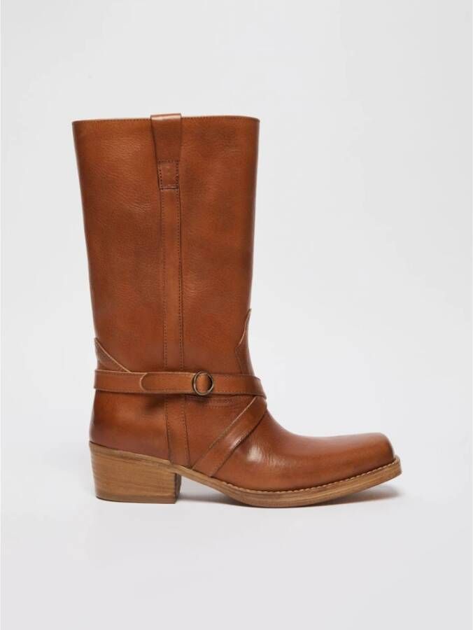 Max Mara Weekend Leren cowboy laarzen in country-stijl Brown Dames