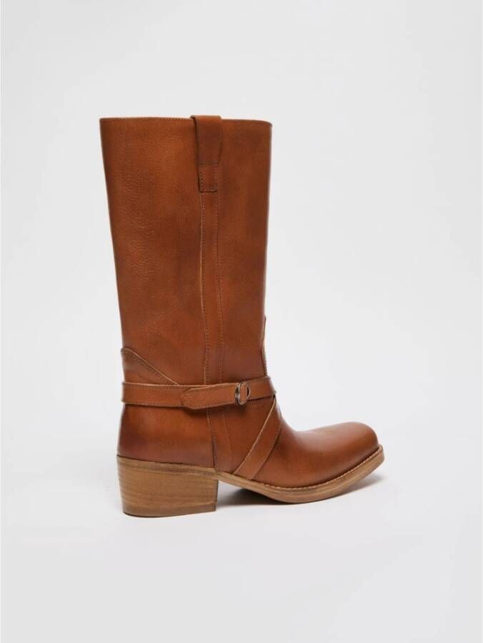 Max Mara Weekend Leren cowboy laarzen in country-stijl Brown Dames