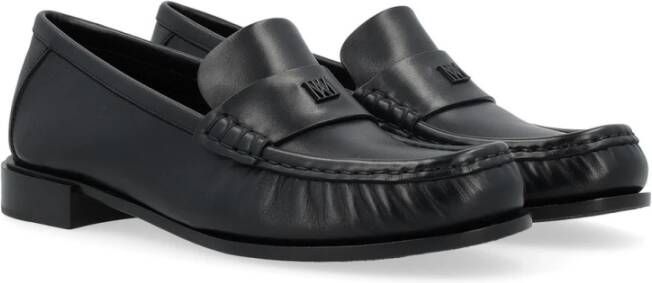 Max Mara Zwarte Leren Loafer Mocassin Black Dames