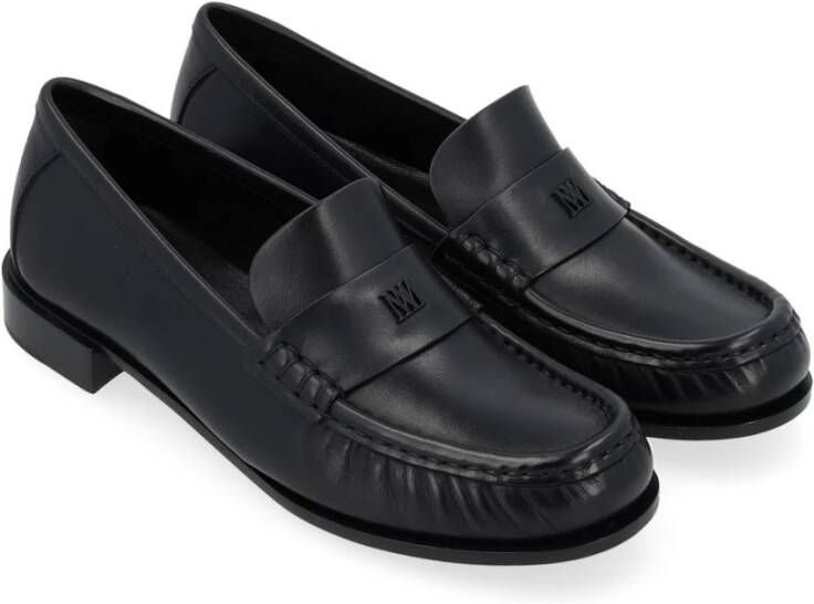 Max Mara Zwarte Leren Loafer Mocassin Black Dames