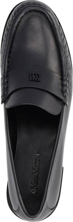 Max Mara Zwarte Leren Loafer Mocassin Black Dames