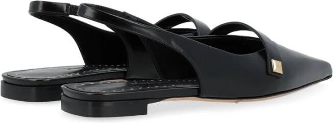 Max Mara Zwarte leren platte sandaal met slingback design Black Dames