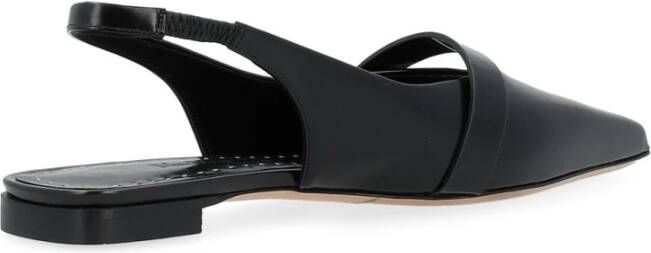 Max Mara Zwarte leren platte sandaal met slingback design Black Dames