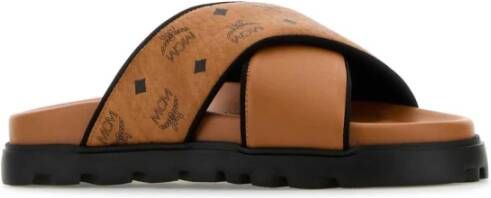 MCM Bedrukte canvas instappers Brown Dames